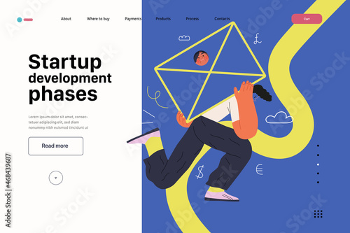 Startup illustration, website landing template. Concept of building new business