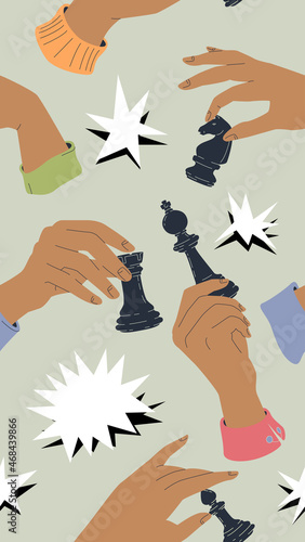 Hands With Chess Pieces Pattern