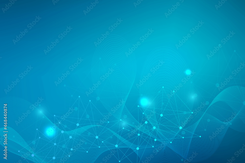 Geometric abstract background with connected line and dots. Structure molecule and communication. Big Data Visualization. Medical, technology, science background. Vector illustration. Geometric abstract background with connected line and dots. Structure molecule and communication. Big Data Visualization. Medical, technology, science background. Vector illustration.