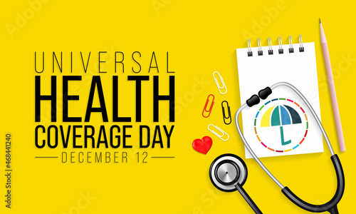 Universal Health Coverage day (UHC) is observed every year on December 12, Aims to raise awareness of the need for strong, equitable and resilient health systems. Vector illustration