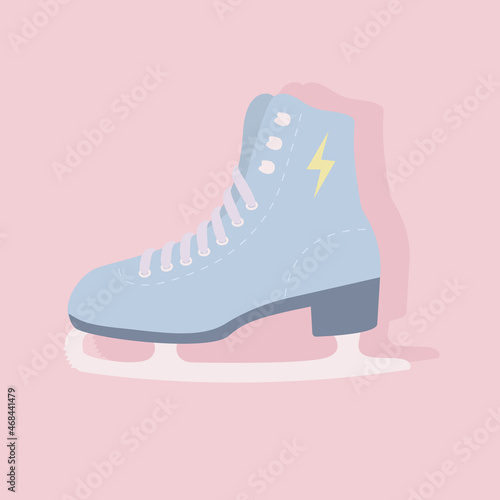 Blue figure skates. Women's ice skates vector.