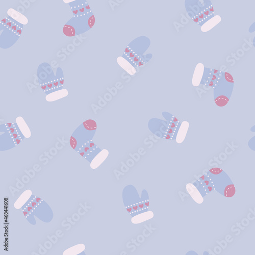 Winter seamless pattern with mittens, New Year and Christmas stocking and gloves vector background