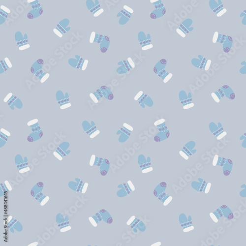 Winter seamless pattern with mittens, New Year and Christmas stocking and gloves vector background