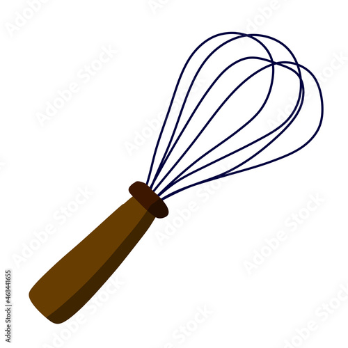Whisk for cooking. Whipping up food. Kitchen utensils. Tool for blend ingredient. Flat cartoon
