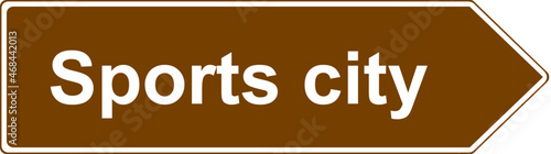 Directions to the Sports City tourist centre sign