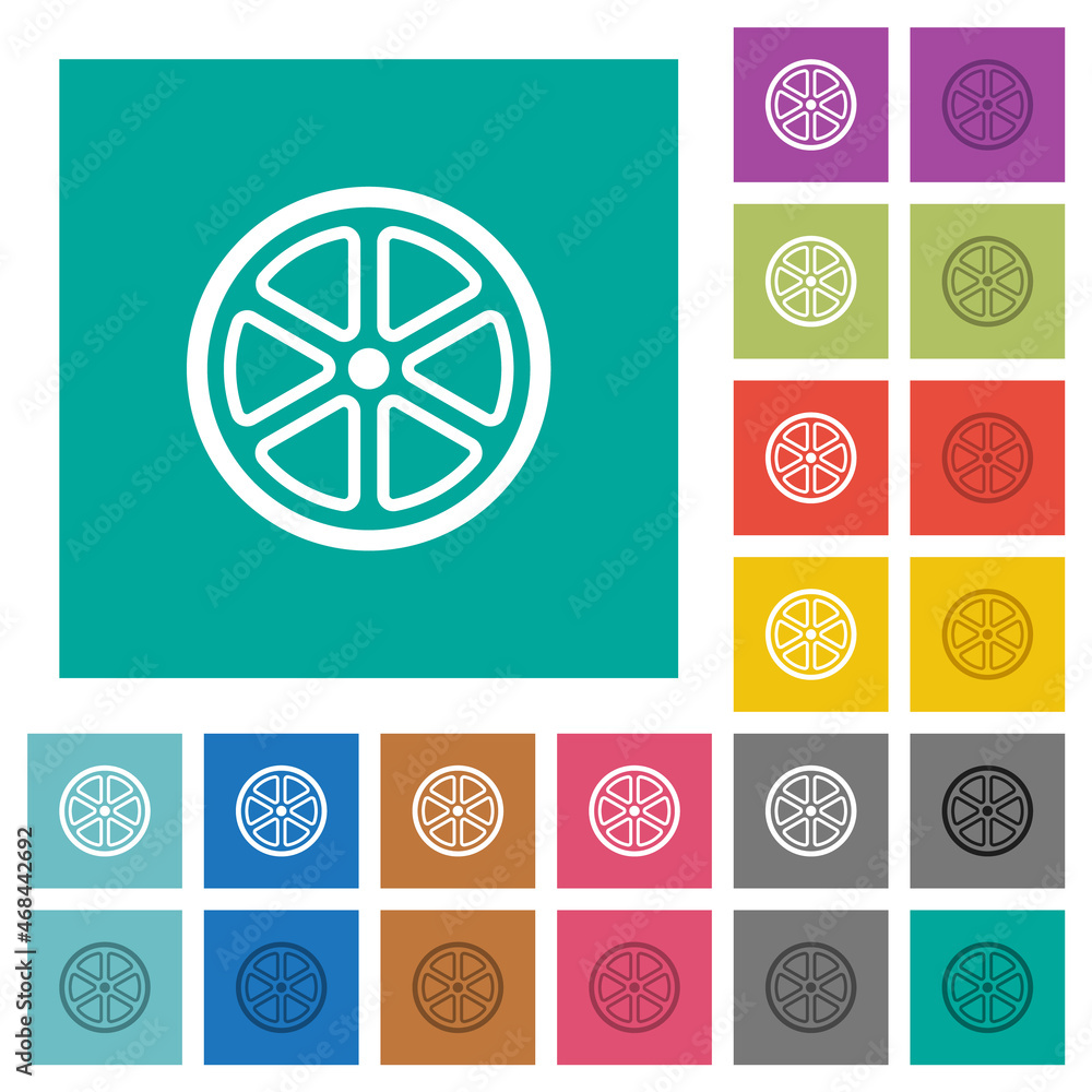Lemon slice outline square flat multi colored icons Lemon slice outline square flat multi colored icons