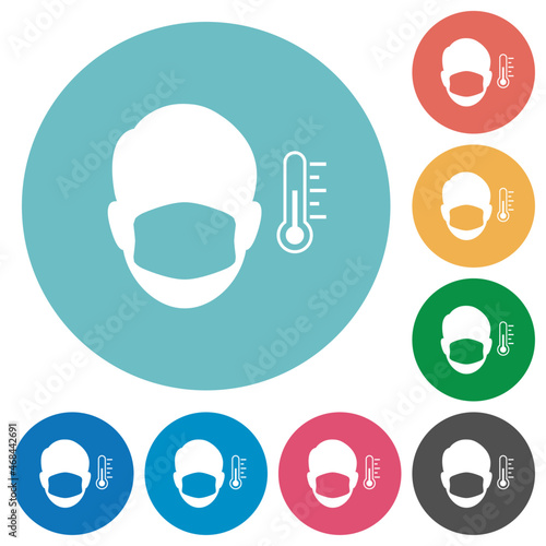 Covid-19 fever measurement flat round icons