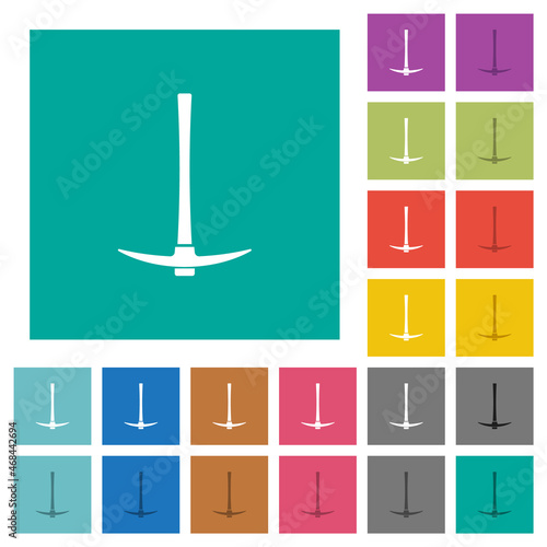 Single pickaxe square flat multi colored icons