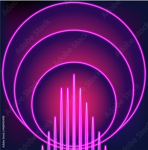 colorful light objects on dark background.