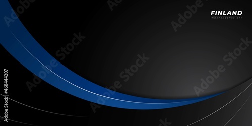 Wavy black and blue background design. Finland Independence day template design.