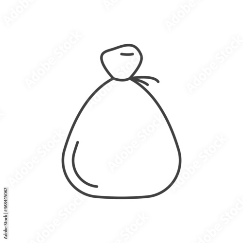 Sack icon. A simple line drawing of a bag for storing money, cereals, sugar and more. Isolated vector on pure white background.