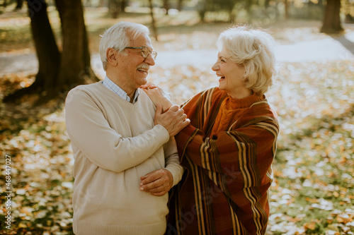 Senior couple embracing in ...