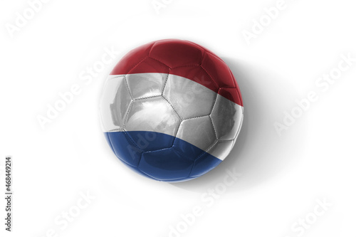 realistic football ball with colorfull national flag of netherlands on the white background.