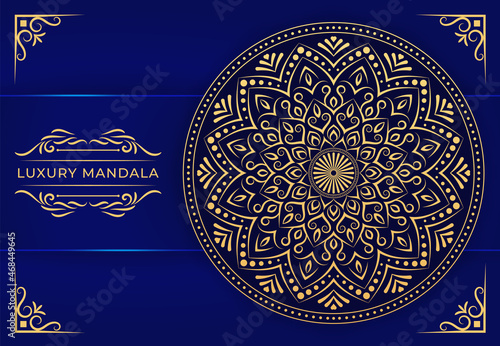 Luxury mandala background with arabesque pattern, Golden ornamental design arabic islamic east style, mandala for banner, cover, poster, brochure, flyer, wedding card, yoga decoration