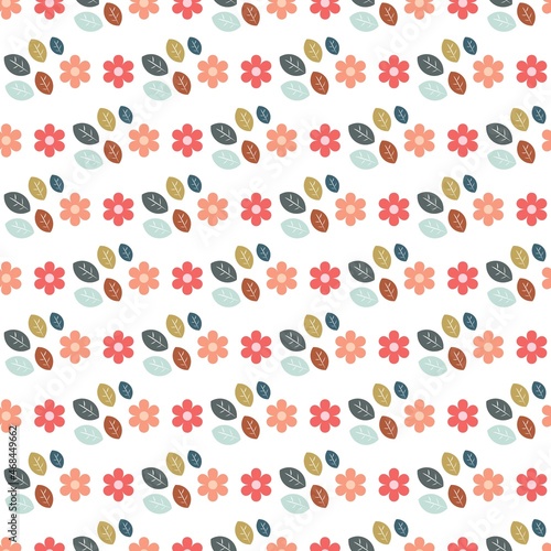Fototapeta Naklejka Na Ścianę i Meble -  Colorful flower and leaves background. Abstract pattern background. Colorful wrapping paper.