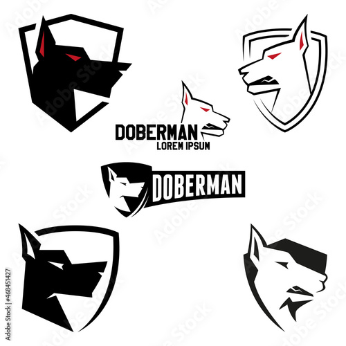 Set logo doberman. Logo angry dog design for your brand.