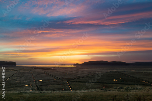 Wallpaper Mural Iceland mountain view with sunset over the sea at black beach Torontodigital.ca