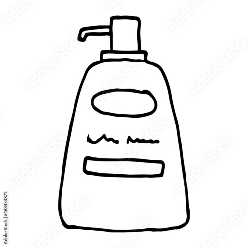 Bottle for bath shower vector doodle sketch