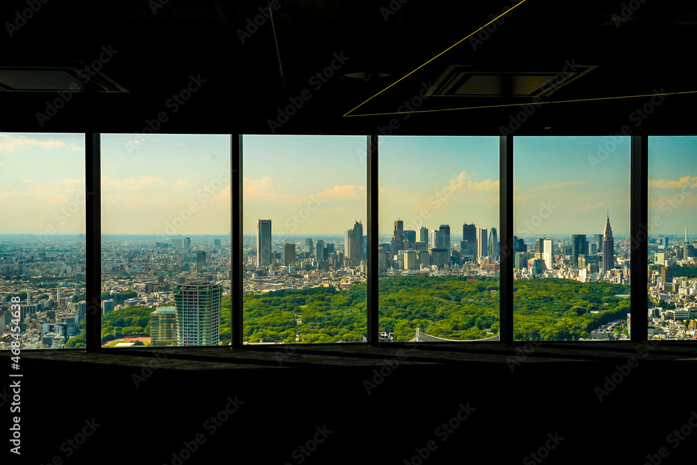 Fototapeta premium 窓越しに見える新宿のビル群