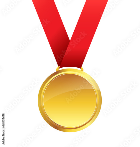 simple elegant gold medal with ribbon