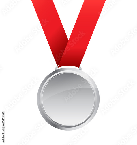 simple elegant silver medal with ribbon