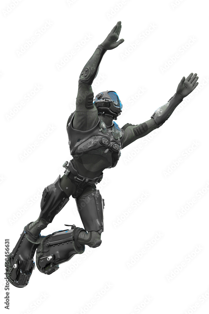 astronaut mech in exo suit exploring arround astronaut mech in exo suit exploring arround