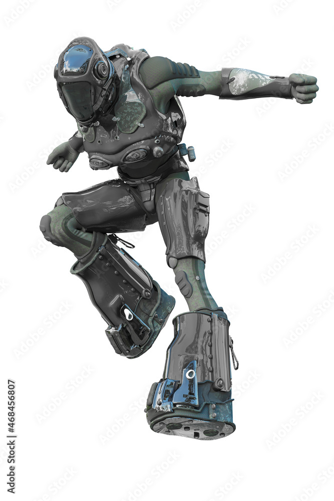 astronaut mech in exo suit exploring arround astronaut mech in exo suit exploring arround