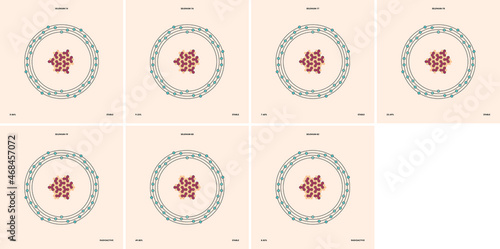 Conceptual vector representation of a selenium atom and its natural isotopes: selenium-74, selenium-76, selenium-77, selenium-78, selenium-79, selenium-80 and selenium-82.  photo