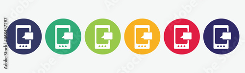 Collection of 6 buttons with smartphone icon.