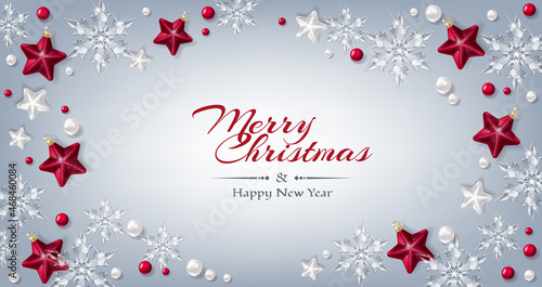 Christmas decorative background with festive decoration elements. New Year concept. 
