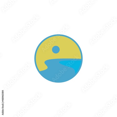 River icon logo flat design template
