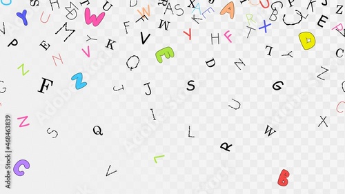Seamless pattern with falling multicolored latin letters