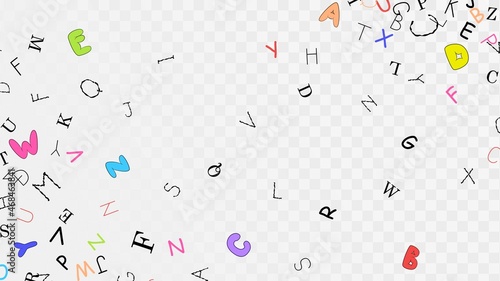 Scattered like confetti multicolored latin letters