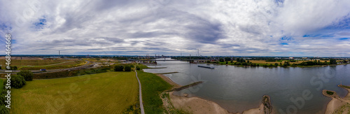 Panoramic view of the Rhine motorway bridge near Leverkusen, Germany. Drone photography. © Bernhard