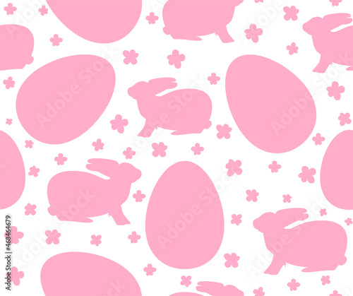Easter vector seamless pattern with bunnies and colorful eggs