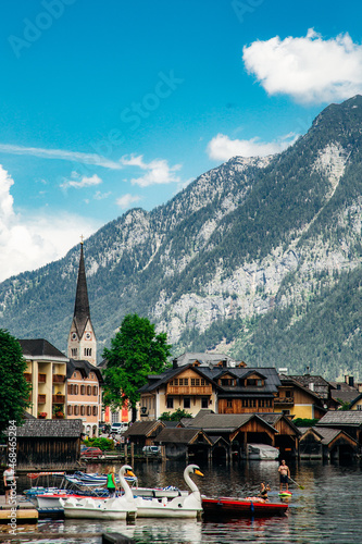 Austrian mountain city next to the lake