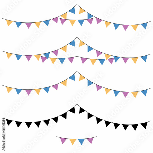 Party Background with Flags Vector Illustration.Holiday flags for celebration decoration design. 