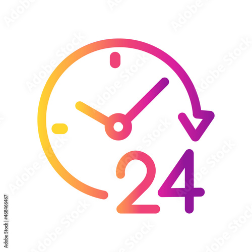 24 hours free delivery sign icon in gradient color.
