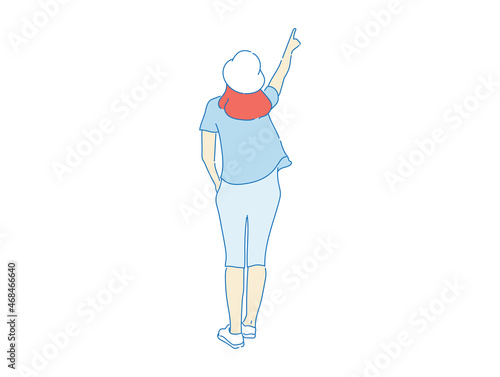 beautiful woman cute girl standing behind; backside view of person; vector