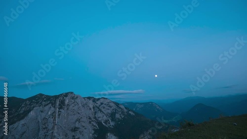 Zeitraffer vom Sonnenuntergang bis Sonnenaufgang an der Loser Panoramastrasse im Toten Gebirge photo