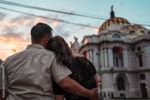 Beautiful couple in love enjoying a beautiful view together