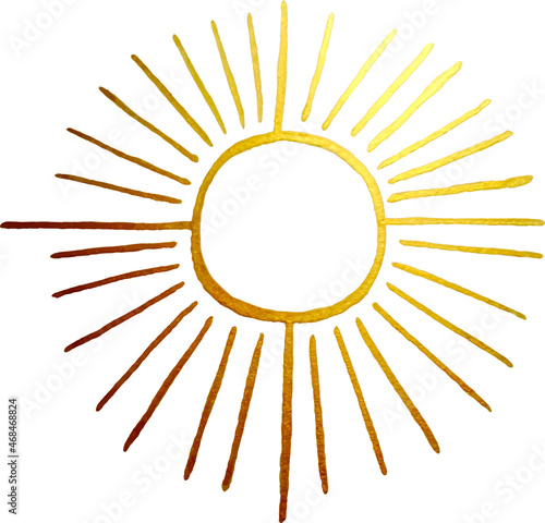 line sun Icon, linear drawing on white background