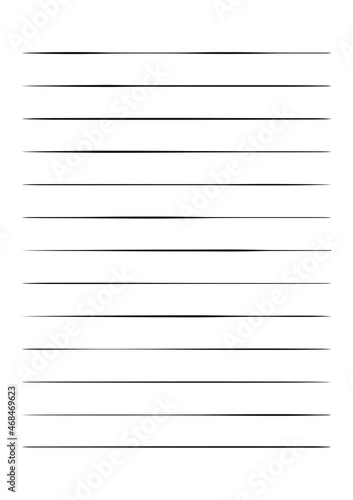 Blank sheet of paper with lines A4 format on white isolated background. Vector illustration