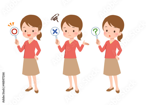 回答する私服の女性のイラスト