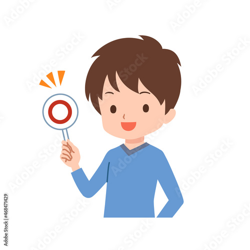 回答する私服の男性のイラスト