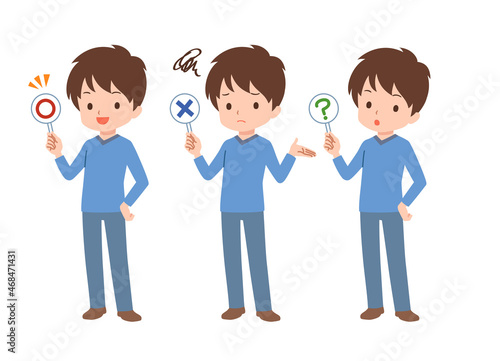 回答する私服の男性のイラスト