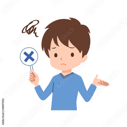 回答する私服の男性のイラスト