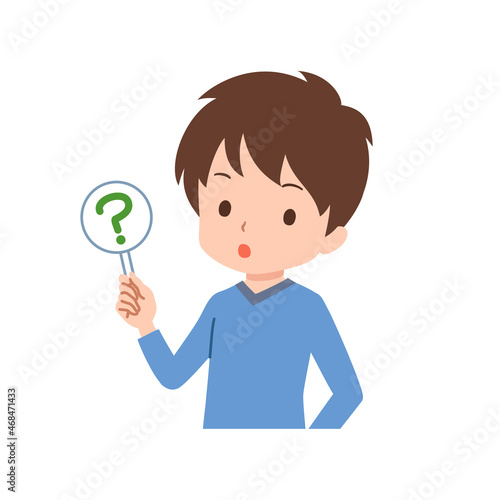 回答する私服の男性のイラスト