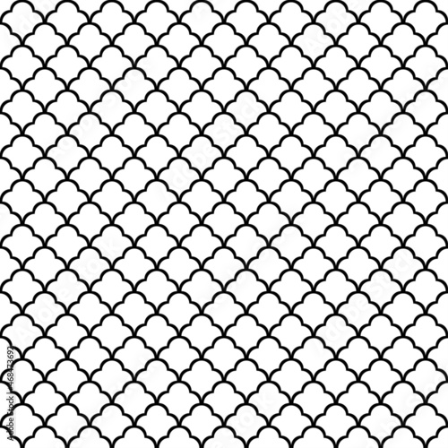 Simple black and white pattern. Lattice wavy background. Cute elegant print for textiles, packaging. Vector illustration.