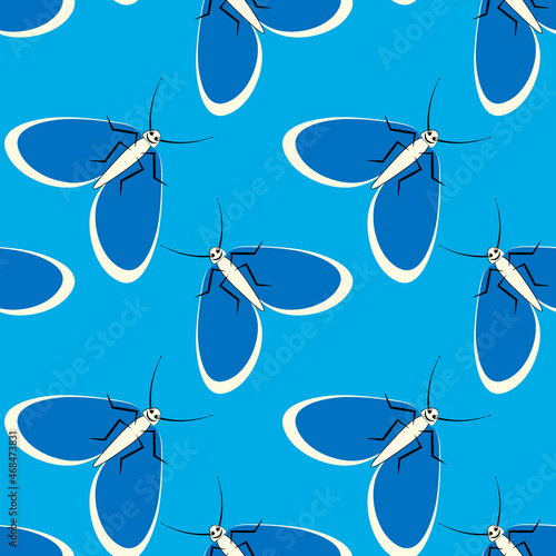 Illustration on a square background - stylized moths - graphics. Summer, insects, unbearable ease of life